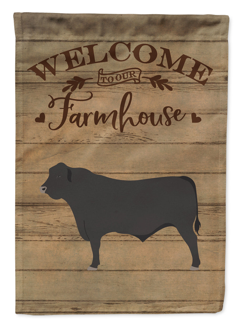 Black Angus Cow Welcome House Flag 28x40 Porch Sleeve Pole Decorative Outside Yard Banner Artwork Wall Hanging, Polyester