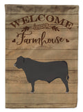 Black Angus Cow Welcome House Flag 28x40 Porch Sleeve Pole Decorative Outside Yard Banner Artwork Wall Hanging, Polyester