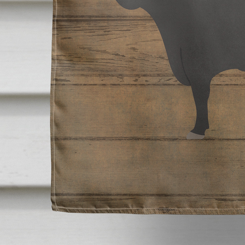Black Angus Cow Welcome House Flag 28x40 Porch Sleeve Pole Decorative Outside Yard Banner Artwork Wall Hanging, Polyester