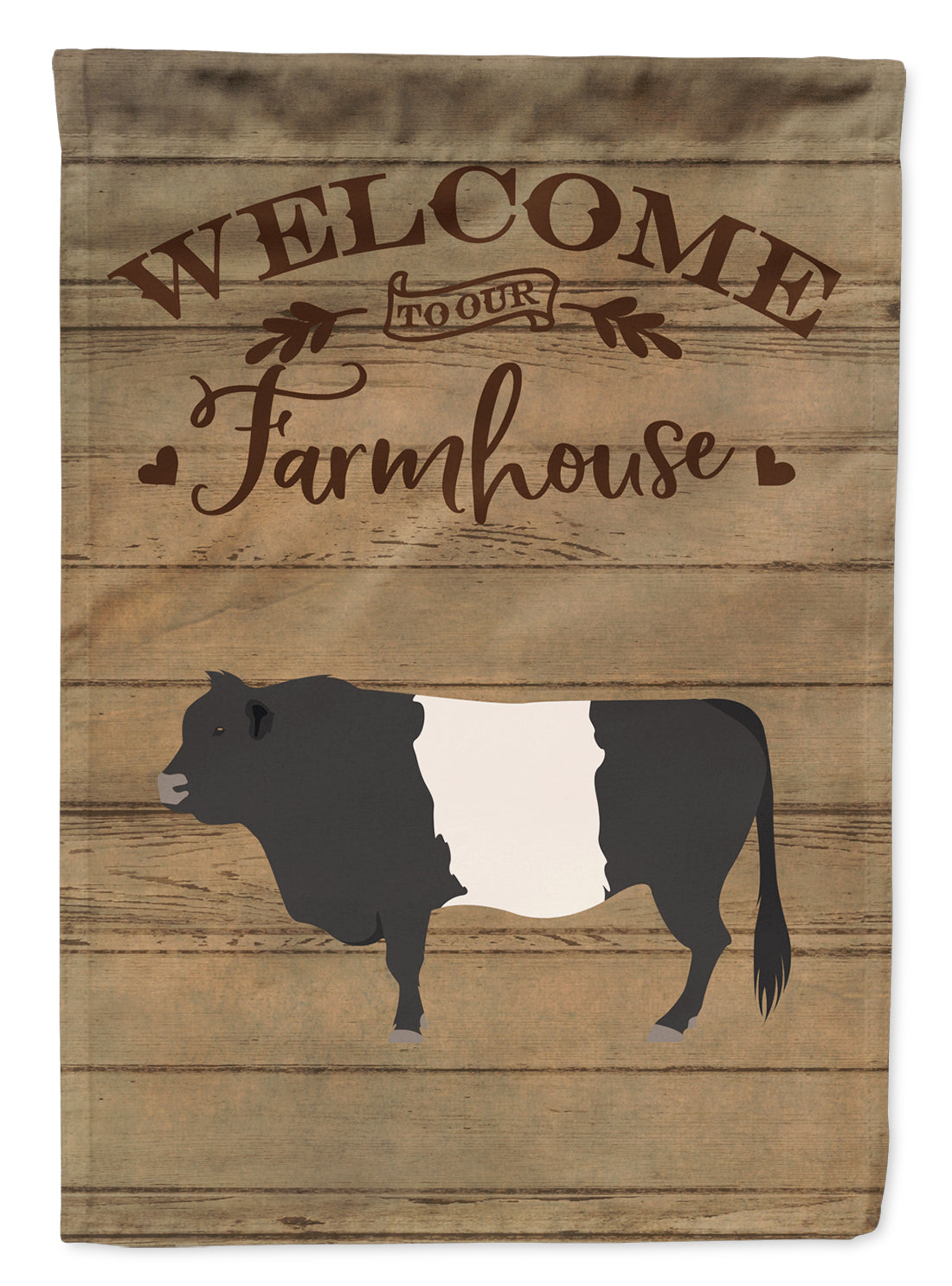 Belted Galloway Cow Welcome House Flag 28x40 Porch Sleeve Pole Decorative Outside Yard Banner Artwork Wall Hanging, Polyester