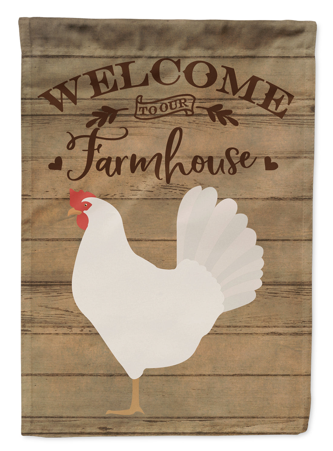 Leghorn Chicken Welcome House Flag 28x40 Porch Sleeve Pole Decorative Outside Yard Banner Artwork Wall Hanging, Polyester