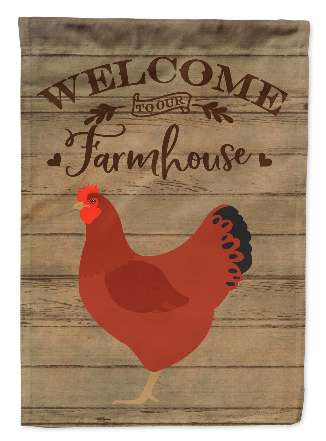 New Hampshire Red Chicken Welcome House Flag 28x40 Porch Sleeve Pole Decorative Outside Yard Banner Artwork Wall Hanging, Polyester