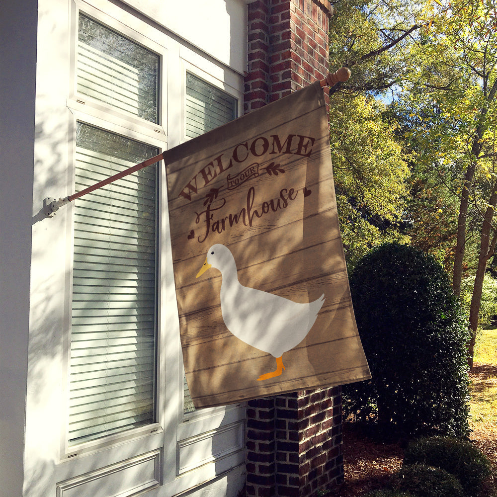 American Pekin Duck Welcome House Flag 28x40 Porch Sleeve Pole Decorative Outside Yard Banner Artwork Wall Hanging, Polyester