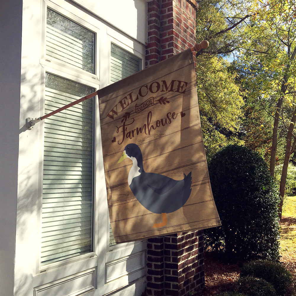 Blue Swedish Duck Welcome House Flag 28x40 Porch Sleeve Pole Decorative Outside Yard Banner Artwork Wall Hanging, Polyester