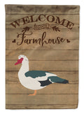 Muscovy Duck Welcome House Flag 28x40 Porch Sleeve Pole Decorative Outside Yard Banner Artwork Wall Hanging, Polyester