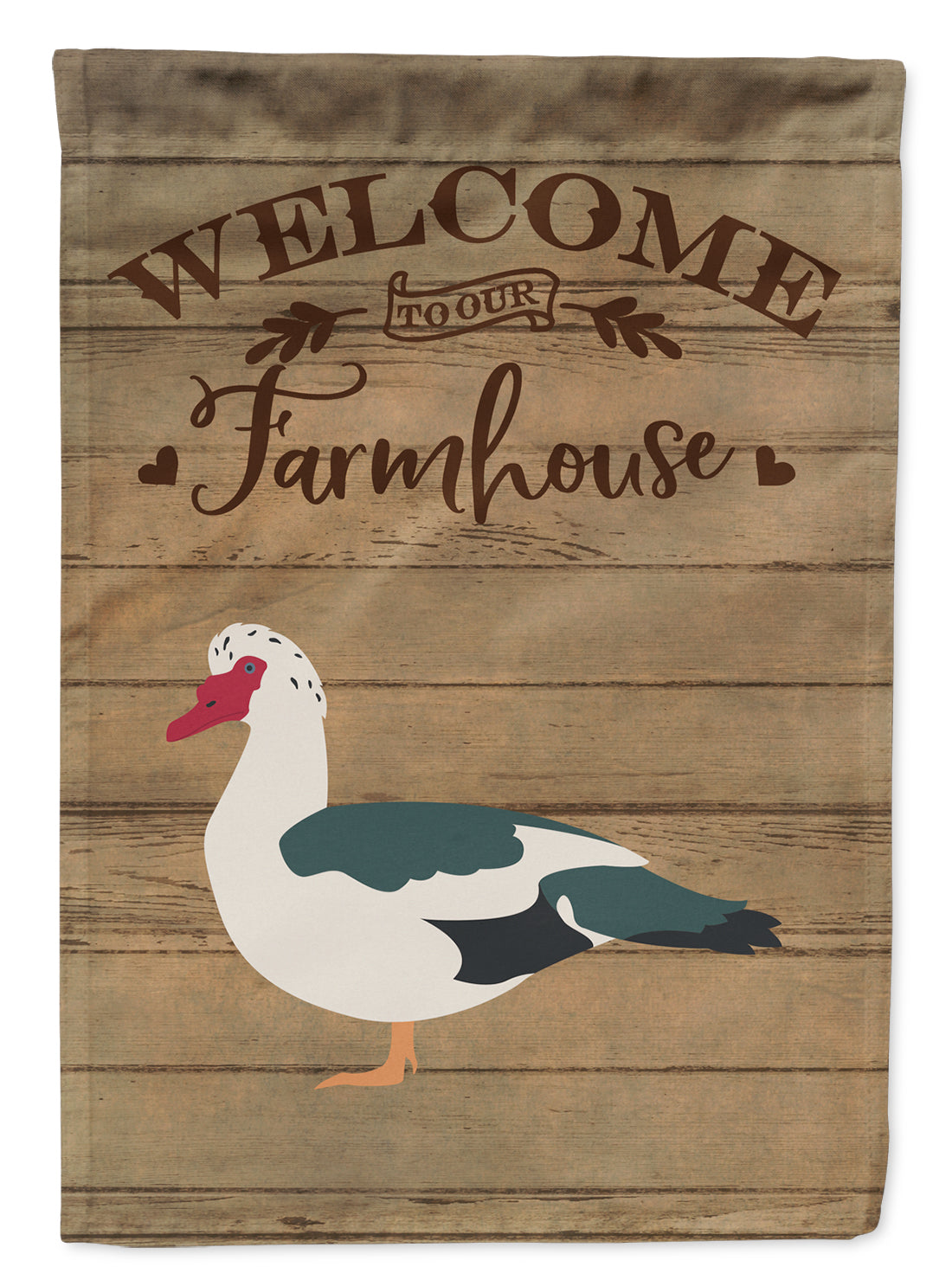 Muscovy Duck Welcome House Flag 28x40 Porch Sleeve Pole Decorative Outside Yard Banner Artwork Wall Hanging, Polyester