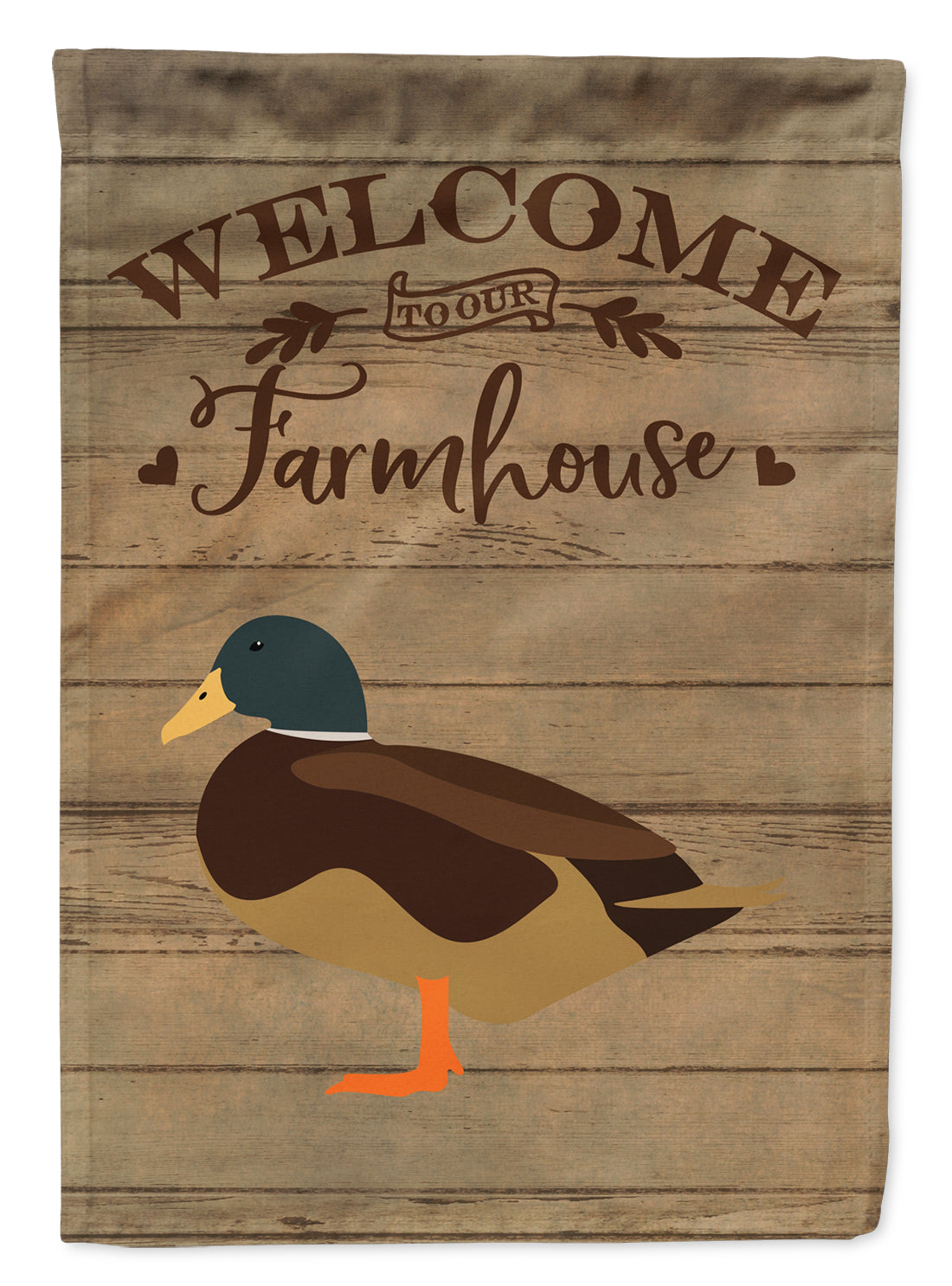 Silver Bantam Duck Welcome House Flag 28x40 Porch Sleeve Pole Decorative Outside Yard Banner Artwork Wall Hanging, Polyester