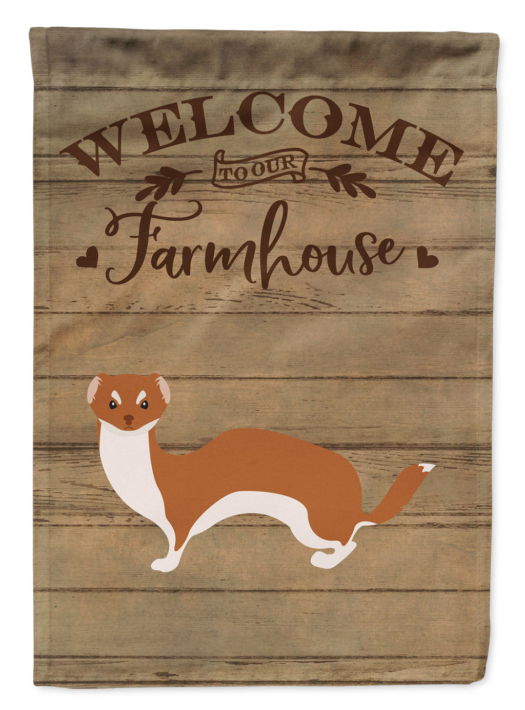 Weasel Welcome House Flag 28x40 Porch Sleeve Pole Decorative Outside Yard Banner Artwork Wall Hanging, Polyester