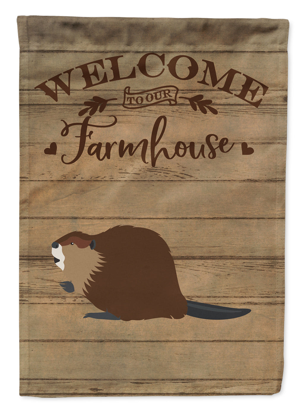 Eurasian Beaver Welcome House Flag 28x40 Porch Sleeve Pole Decorative Outside Yard Banner Artwork Wall Hanging, Polyester