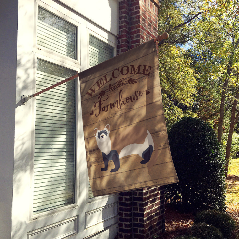 Ferret Welcome House Flag 28x40 Porch Sleeve Pole Decorative Outside Yard Banner Artwork Wall Hanging, Polyester