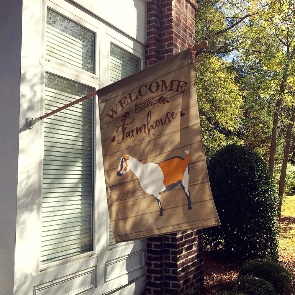 Alpine Goat Welcome House Flag 28x40 Porch Sleeve Pole Decorative Outside Yard Banner Artwork Wall Hanging, Polyester