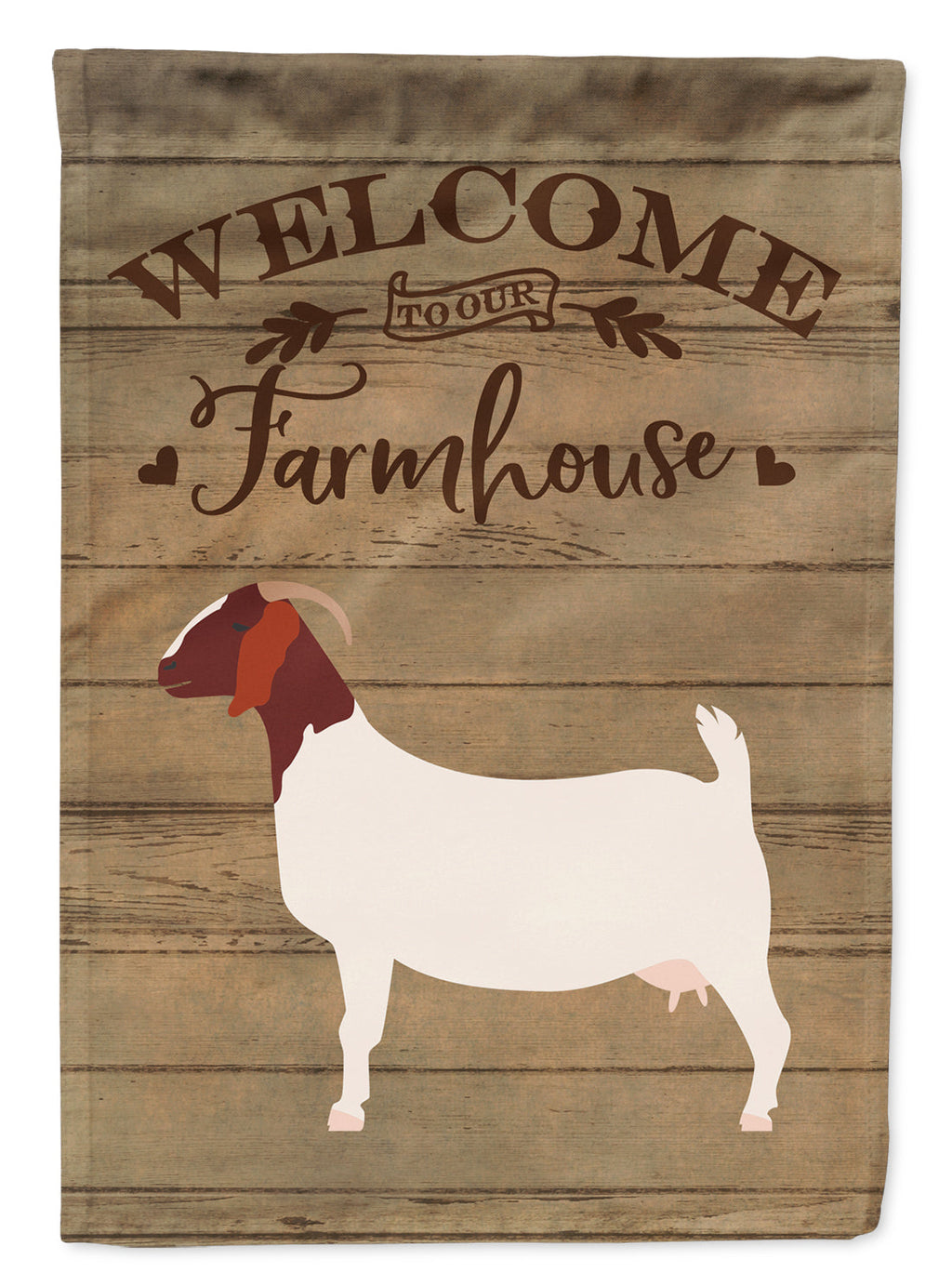 Boer Goat Welcome House Flag 28x40 Porch Sleeve Pole Decorative Outside Yard Banner Artwork Wall Hanging, Polyester