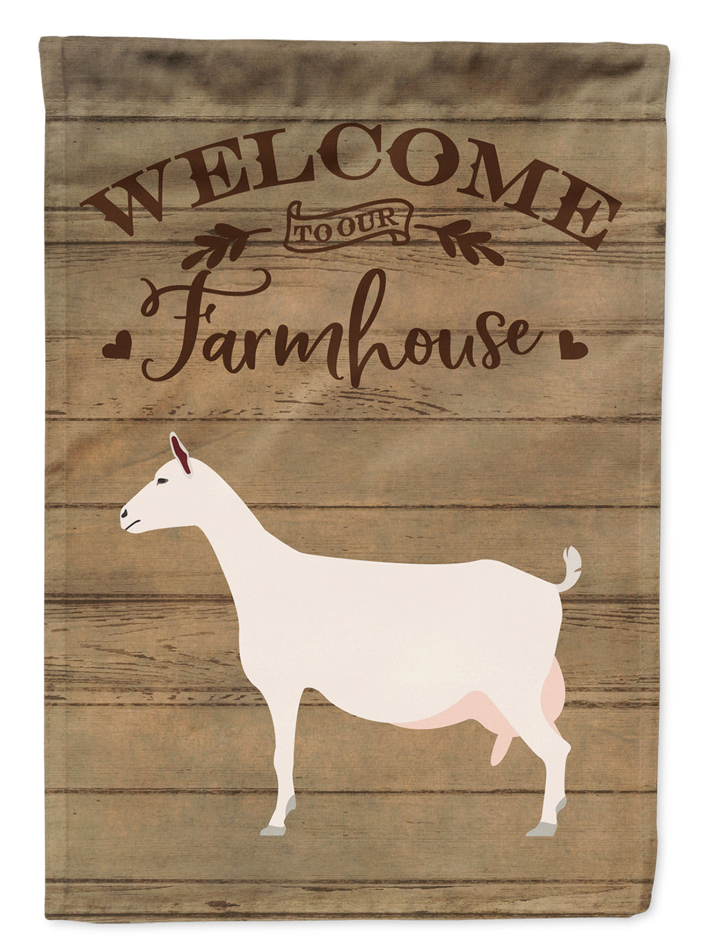 Saanen Goat Welcome House Flag 28x40 Porch Sleeve Pole Decorative Outside Yard Banner Artwork Wall Hanging, Polyester