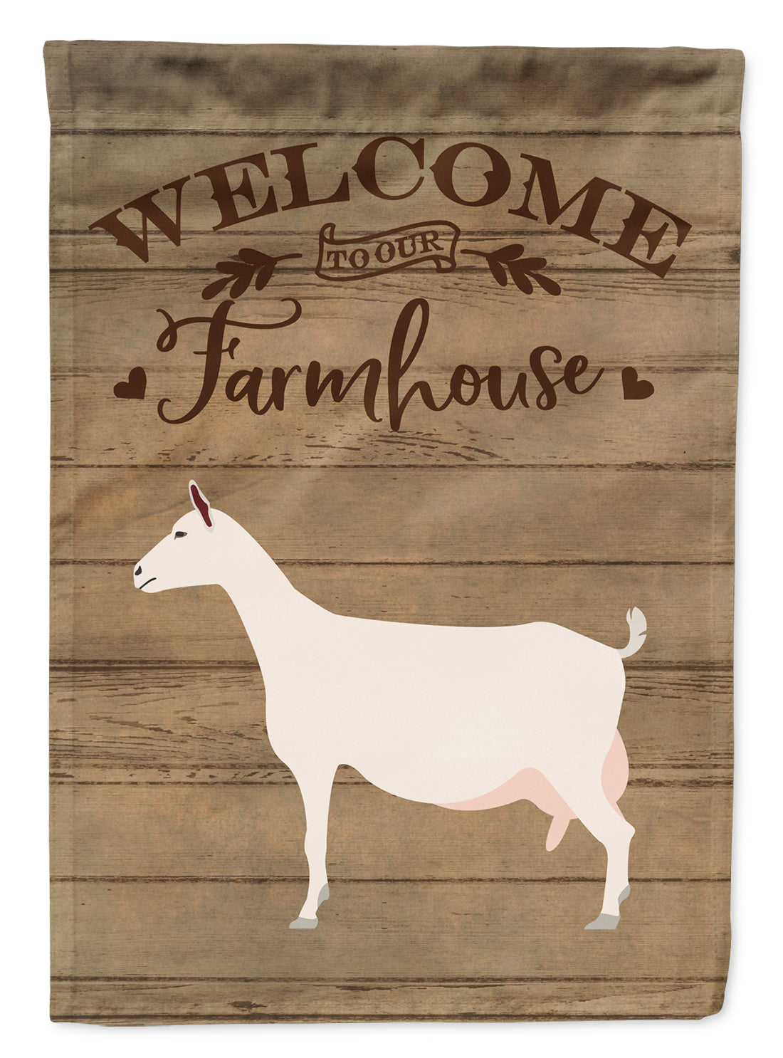 Saanen Goat Welcome House Flag 28x40 Porch Sleeve Pole Decorative Outside Yard Banner Artwork Wall Hanging, Polyester