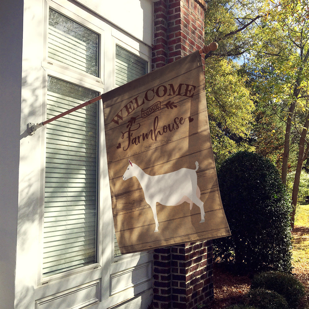 Saanen Goat Welcome House Flag 28x40 Porch Sleeve Pole Decorative Outside Yard Banner Artwork Wall Hanging, Polyester