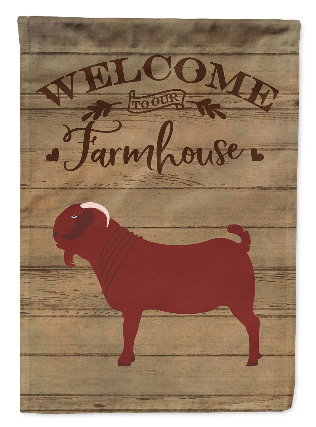 Kalahari Red Goat Welcome House Flag 28x40 Porch Sleeve Pole Decorative Outside Yard Banner Artwork Wall Hanging, Polyester