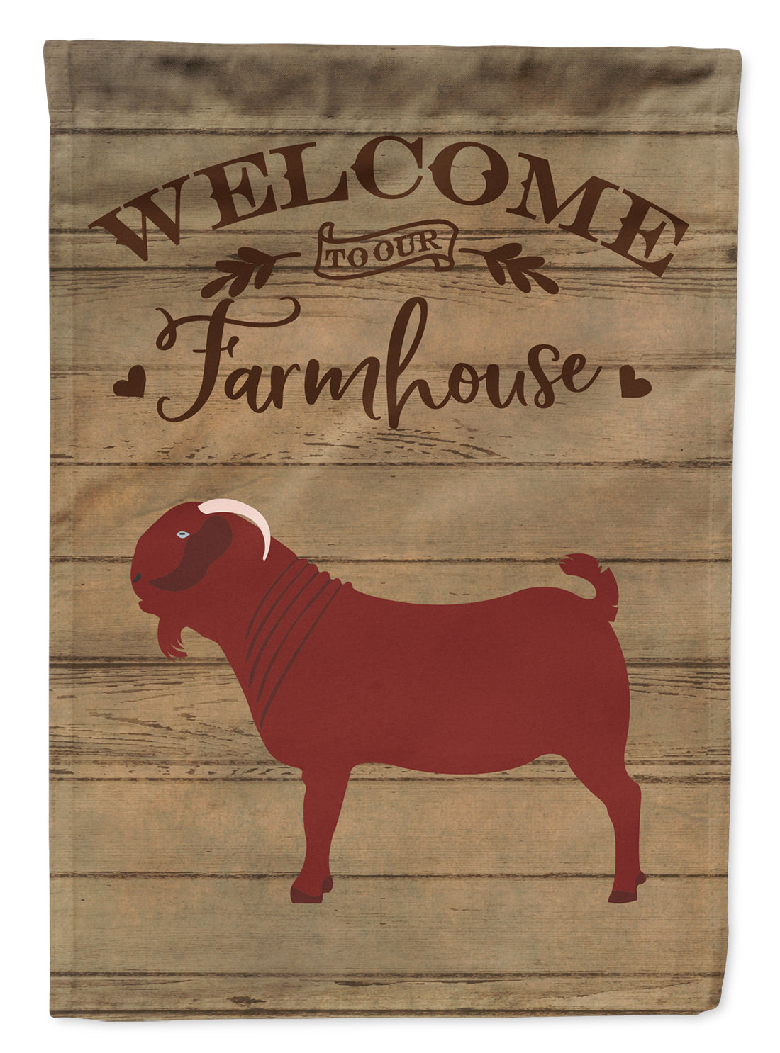 Kalahari Red Goat Welcome House Flag 28x40 Porch Sleeve Pole Decorative Outside Yard Banner Artwork Wall Hanging, Polyester