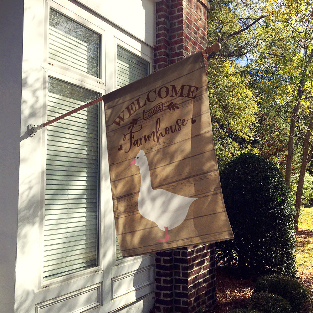 Roman Goose Welcome House Flag 28x40 Porch Sleeve Pole Decorative Outside Yard Banner Artwork Wall Hanging, Polyester