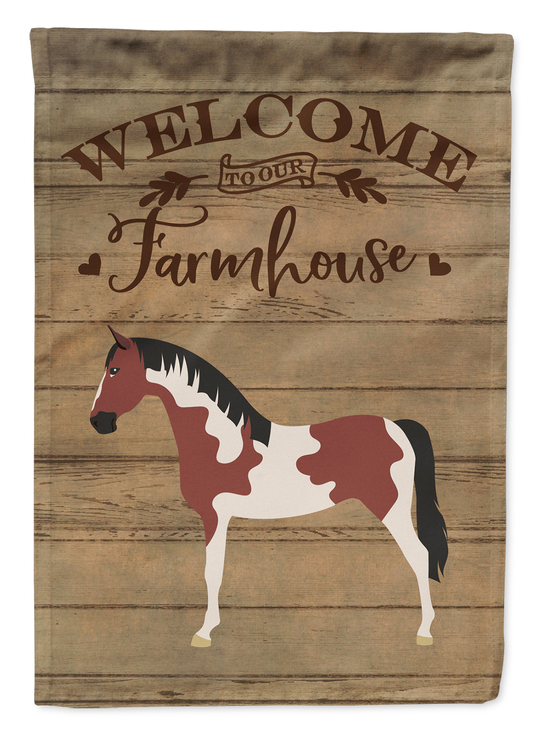 Pinto Horse Welcome House Flag 28x40 Porch Sleeve Pole Decorative Outside Yard Banner Artwork Wall Hanging, Polyester
