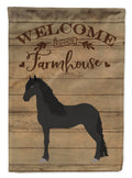 Friesian Horse Welcome House Flag 28x40 Porch Sleeve Pole Decorative Outside Yard Banner Artwork Wall Hanging, Polyester