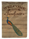 Indian Peacock Peafowl Welcome House Flag 28x40 Porch Sleeve Pole Decorative Outside Yard Banner Artwork Wall Hanging, Polyester