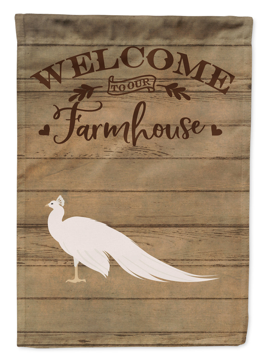 White Peacock Peafowl Welcome House Flag 28x40 Porch Sleeve Pole Decorative Outside Yard Banner Artwork Wall Hanging, Polyester