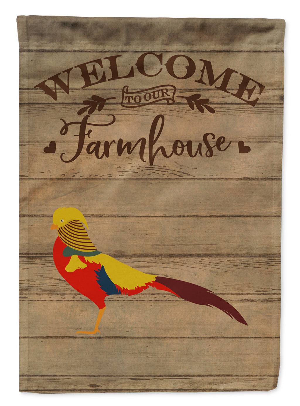 Golden or Chinese Pheasant Welcome House Flag 28x40 Porch Sleeve Pole Decorative Outside Yard Banner Artwork Wall Hanging, Polyester