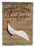 Silver Pheasant Welcome House Flag 28x40 Porch Sleeve Pole Decorative Outside Yard Banner Artwork Wall Hanging, Polyester