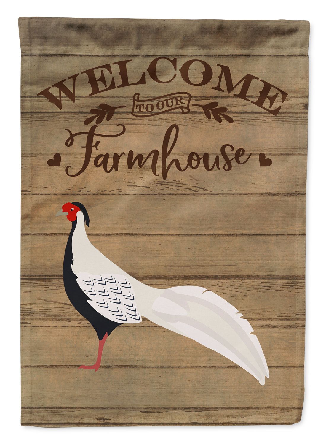 Silver Pheasant Welcome House Flag 28x40 Porch Sleeve Pole Decorative Outside Yard Banner Artwork Wall Hanging, Polyester