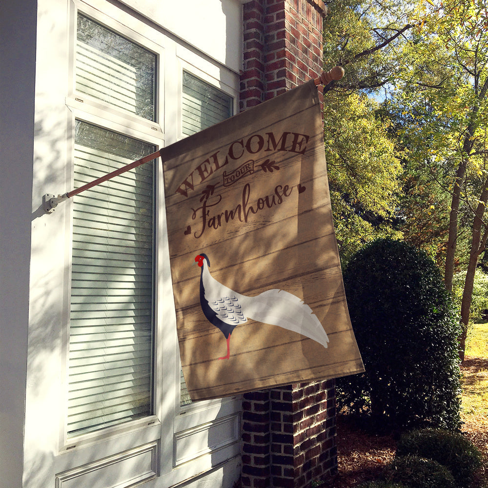 Silver Pheasant Welcome House Flag 28x40 Porch Sleeve Pole Decorative Outside Yard Banner Artwork Wall Hanging, Polyester