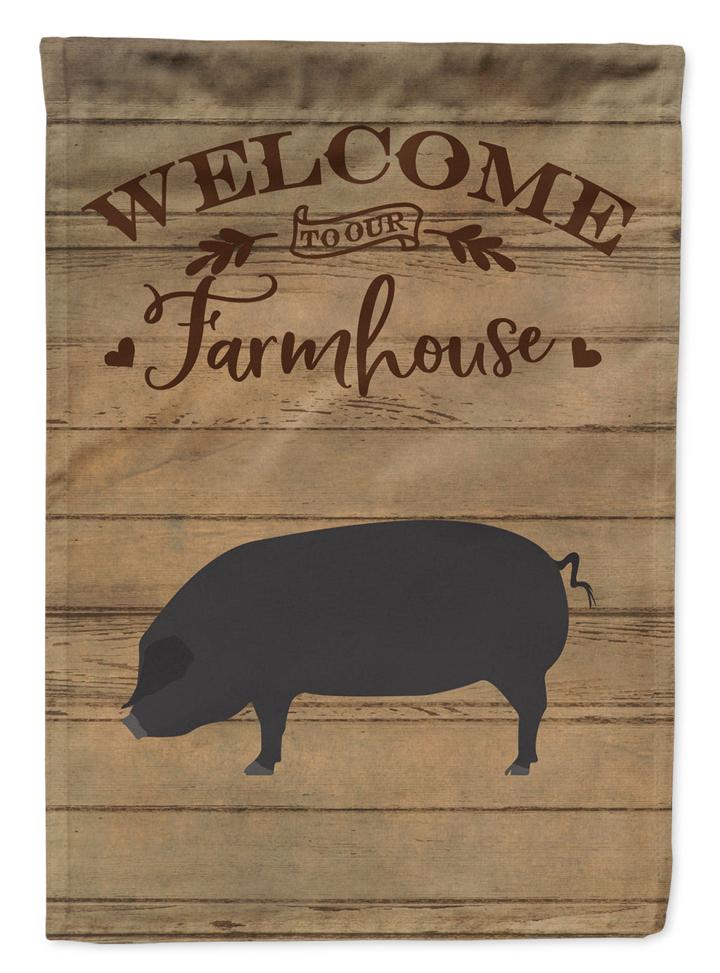 Devon Large Black Pig Welcome House Flag 28x40 Porch Sleeve Pole Decorative Outside Yard Banner Artwork Wall Hanging, Polyester