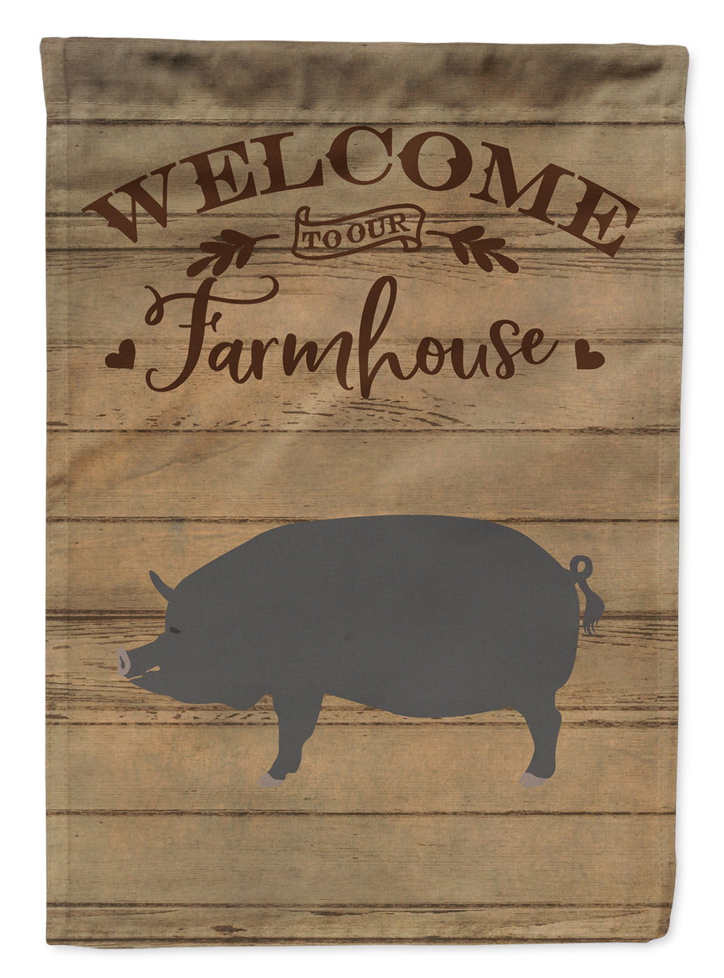 Berkshire Pig Welcome House Flag 28x40 Porch Sleeve Pole Decorative Outside Yard Banner Artwork Wall Hanging, Polyester
