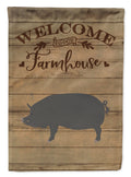 Berkshire Pig Welcome House Flag 28x40 Porch Sleeve Pole Decorative Outside Yard Banner Artwork Wall Hanging, Polyester