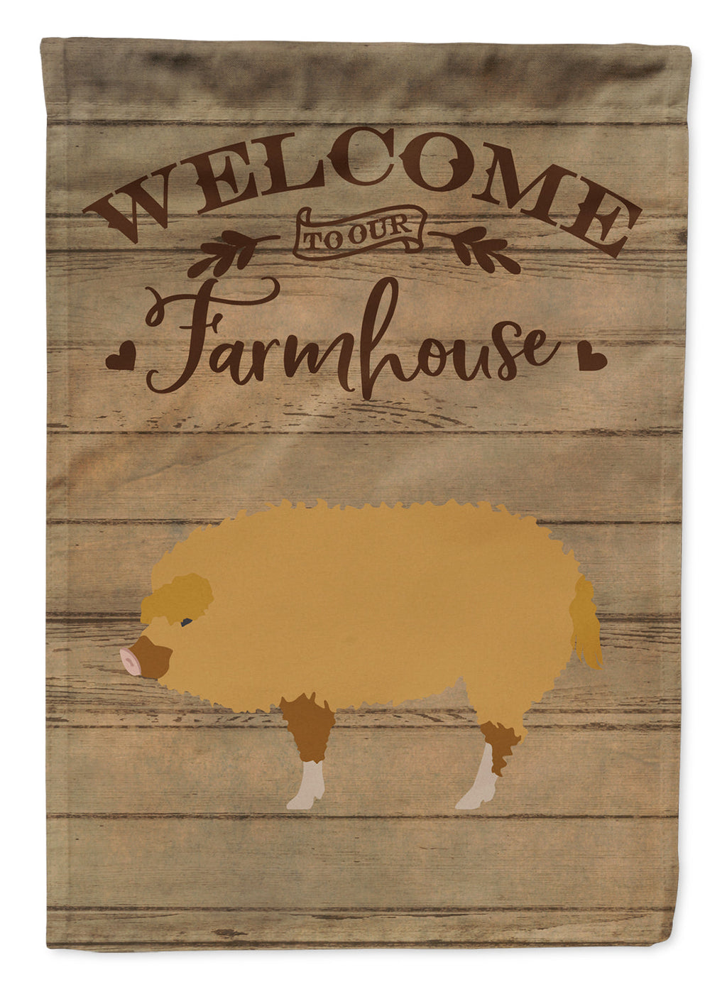 Hungarian Mangalica Pig Welcome House Flag 28x40 Porch Sleeve Pole Decorative Outside Yard Banner Artwork Wall Hanging, Polyester