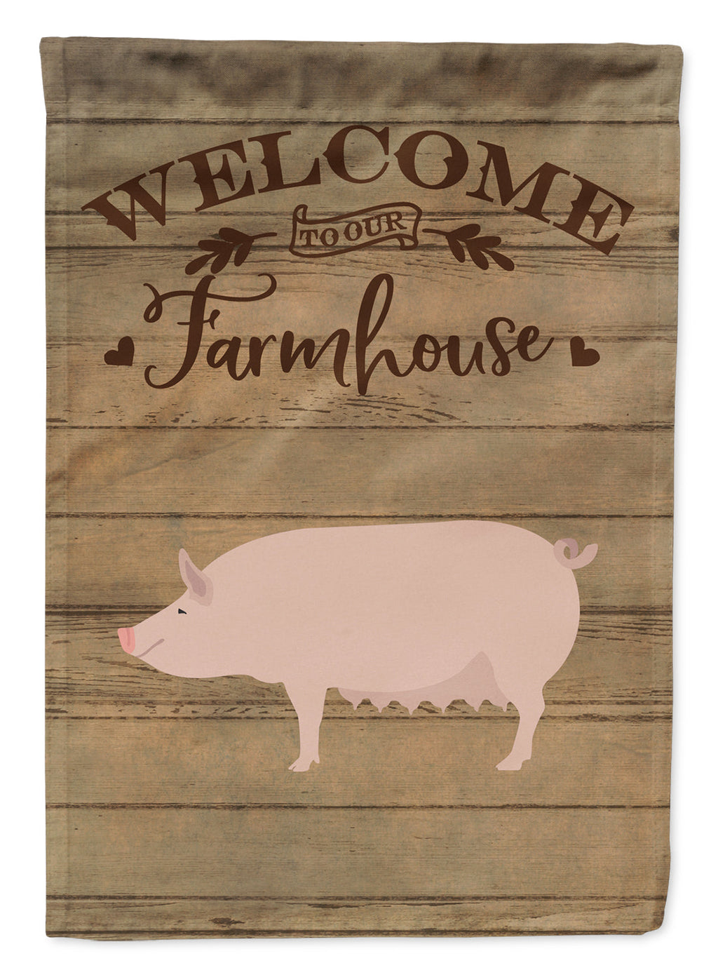 English Large White Pig Welcome House Flag 28x40 Porch Sleeve Pole Decorative Outside Yard Banner Artwork Wall Hanging, Polyester