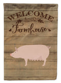 English Large White Pig Welcome House Flag 28x40 Porch Sleeve Pole Decorative Outside Yard Banner Artwork Wall Hanging, Polyester