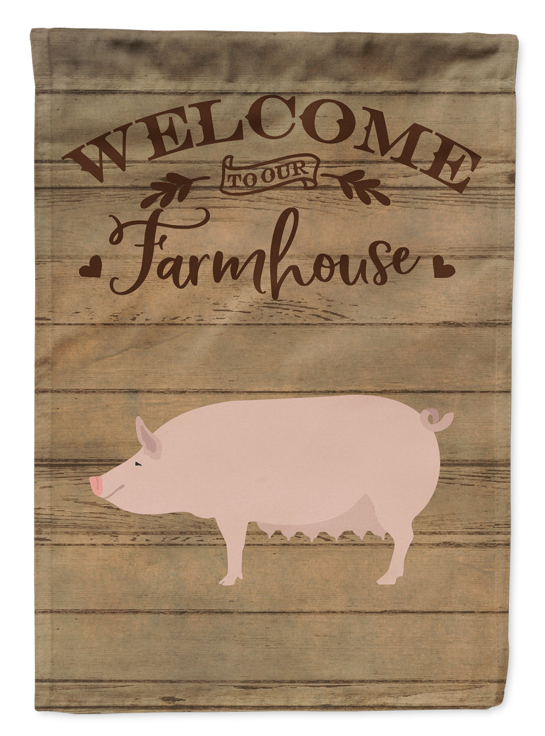 English Large White Pig Welcome House Flag 28x40 Porch Sleeve Pole Decorative Outside Yard Banner Artwork Wall Hanging, Polyester