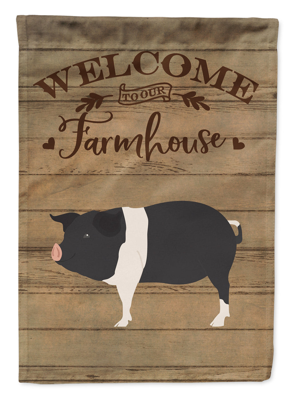 Hampshire Pig Welcome House Flag 28x40 Porch Sleeve Pole Decorative Outside Yard Banner Artwork Wall Hanging, Polyester