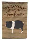 Hampshire Pig Welcome House Flag 28x40 Porch Sleeve Pole Decorative Outside Yard Banner Artwork Wall Hanging, Polyester