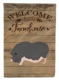 Vietnamese Pot-Bellied Pig Welcome House Flag 28x40 Porch Sleeve Pole Decorative Outside Yard Banner Artwork Wall Hanging, Polyester