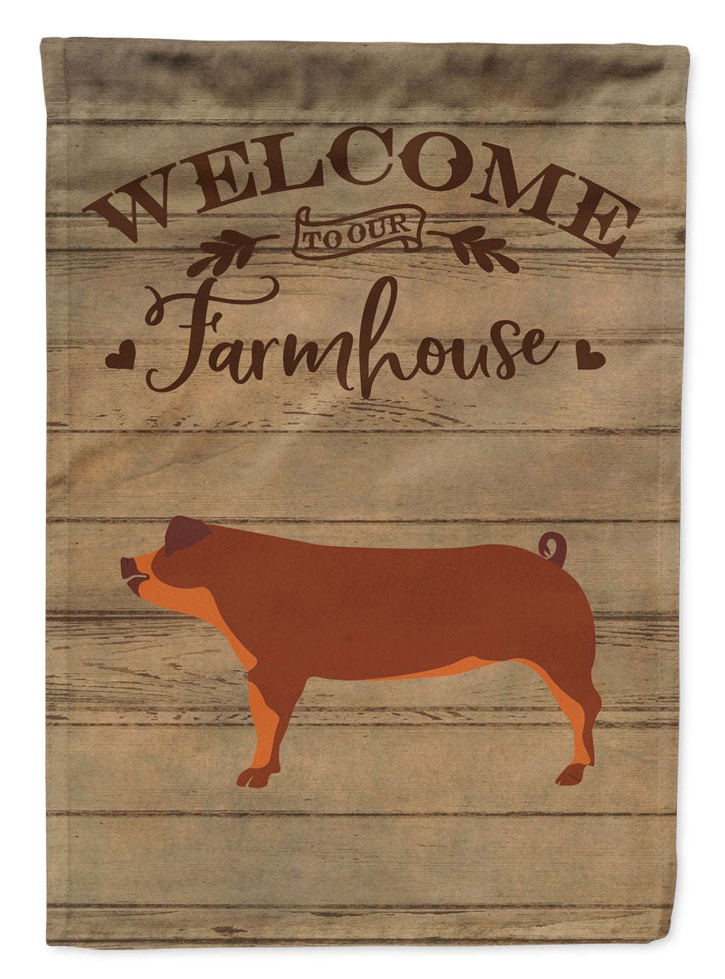 Duroc Pig Welcome House Flag 28x40 Porch Sleeve Pole Decorative Outside Yard Banner Artwork Wall Hanging, Polyester