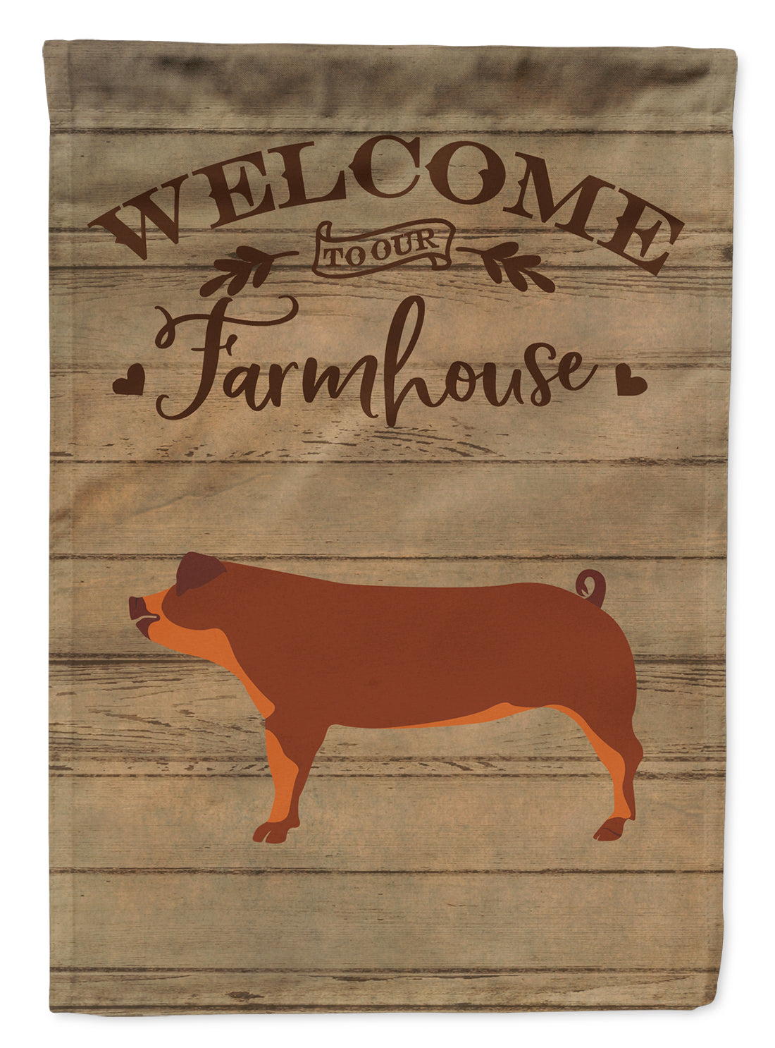Duroc Pig Welcome House Flag 28x40 Porch Sleeve Pole Decorative Outside Yard Banner Artwork Wall Hanging, Polyester