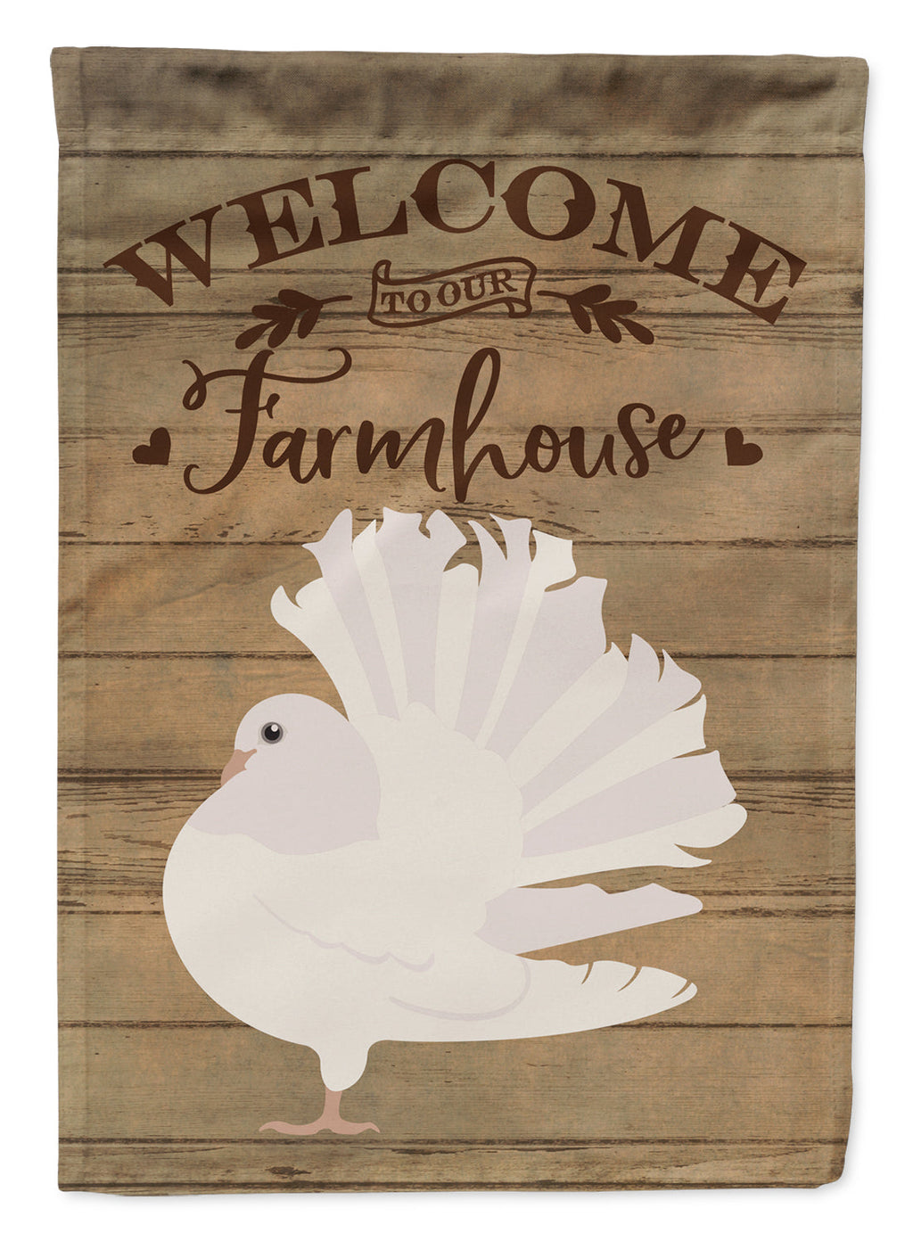 Silver Fantail Pigeon Welcome House Flag 28x40 Porch Sleeve Pole Decorative Outside Yard Banner Artwork Wall Hanging, Polyester