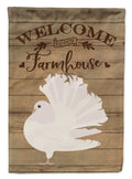 Silver Fantail Pigeon Welcome House Flag 28x40 Porch Sleeve Pole Decorative Outside Yard Banner Artwork Wall Hanging, Polyester