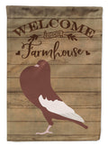 English Pouter Pigeon Welcome House Flag 28x40 Porch Sleeve Pole Decorative Outside Yard Banner Artwork Wall Hanging, Polyester