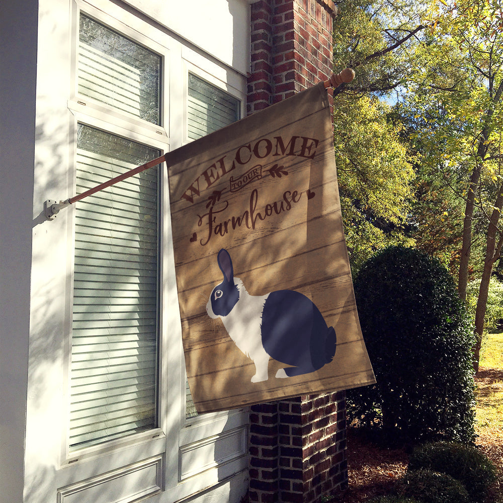 Dutch Rabbit Welcome House Flag 28x40 Porch Sleeve Pole Decorative Outside Yard Banner Artwork Wall Hanging, Polyester