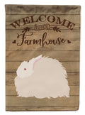 Fluffy Angora Rabbit Welcome House Flag 28x40 Porch Sleeve Pole Decorative Outside Yard Banner Artwork Wall Hanging, Polyester