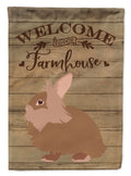 Lionhead Rabbit Welcome House Flag 28x40 Porch Sleeve Pole Decorative Outside Yard Banner Artwork Wall Hanging, Polyester