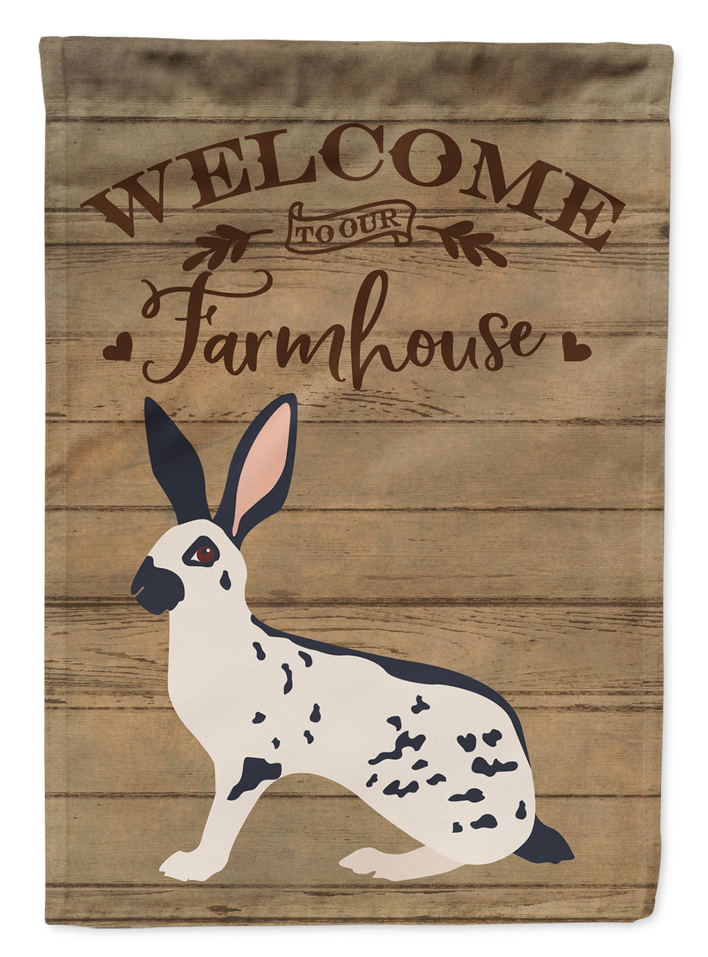 English Spot Rabbit Welcome House Flag 28x40 Porch Sleeve Pole Decorative Outside Yard Banner Artwork Wall Hanging, Polyester