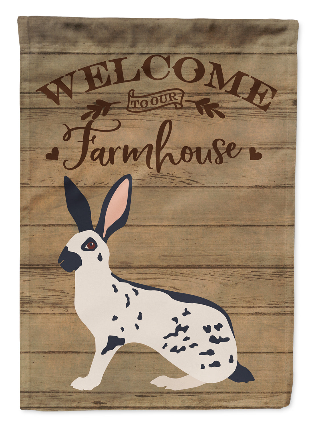 English Spot Rabbit Welcome House Flag 28x40 Porch Sleeve Pole Decorative Outside Yard Banner Artwork Wall Hanging, Polyester